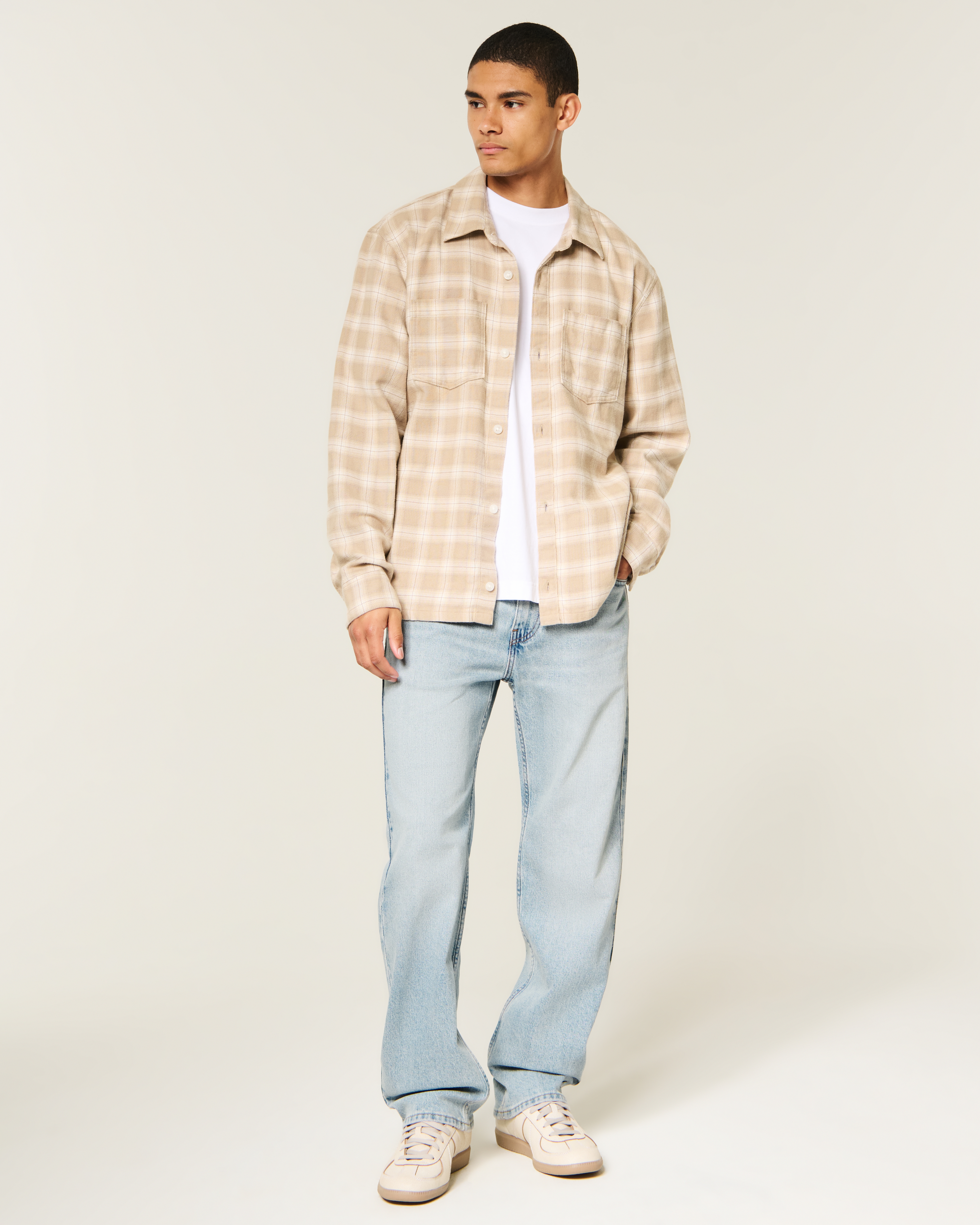 Light Wash Relaxed Straight Jeans