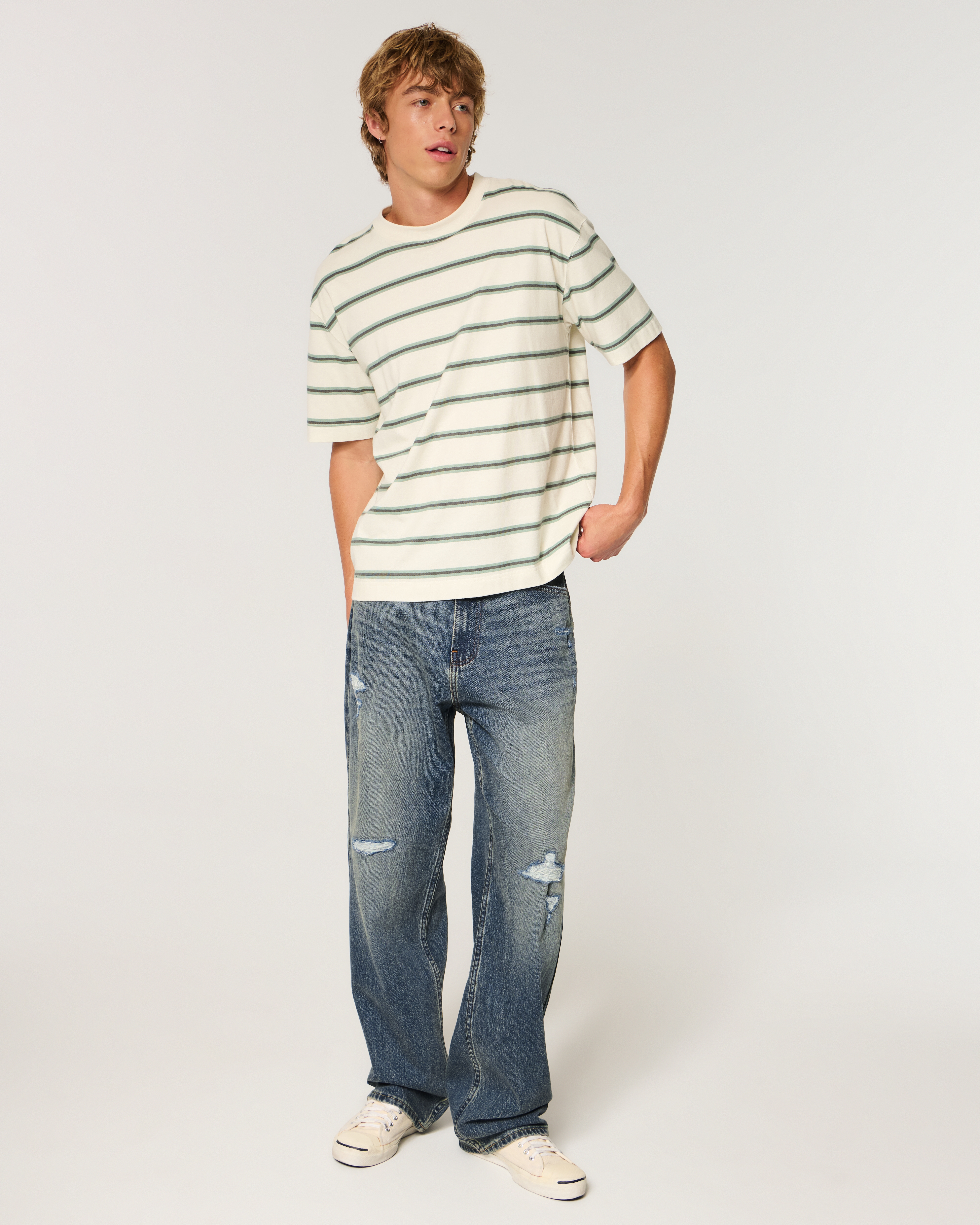 Ripped Dark Wash Baggy Jeans