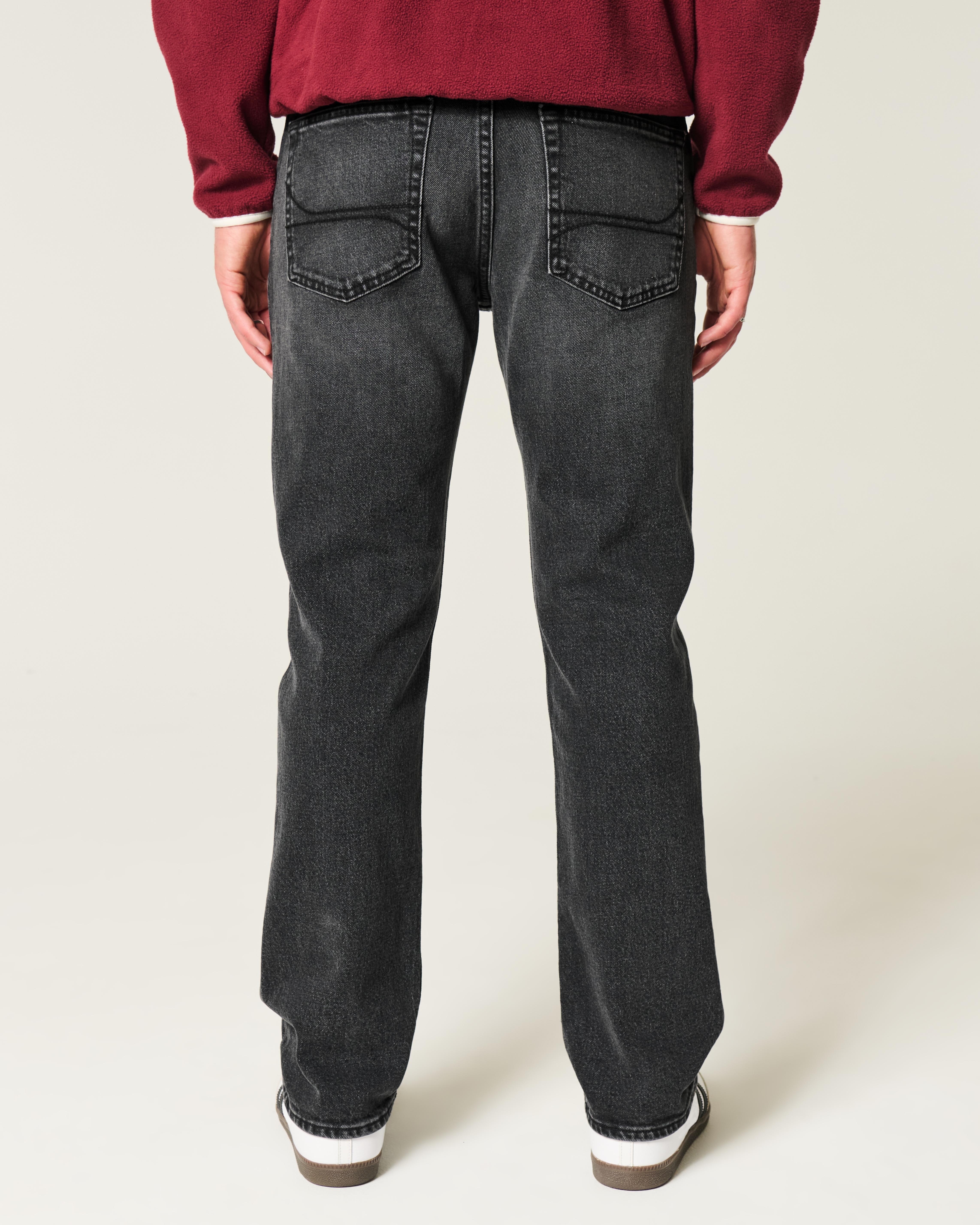Washed Black Slim Straight Jeans