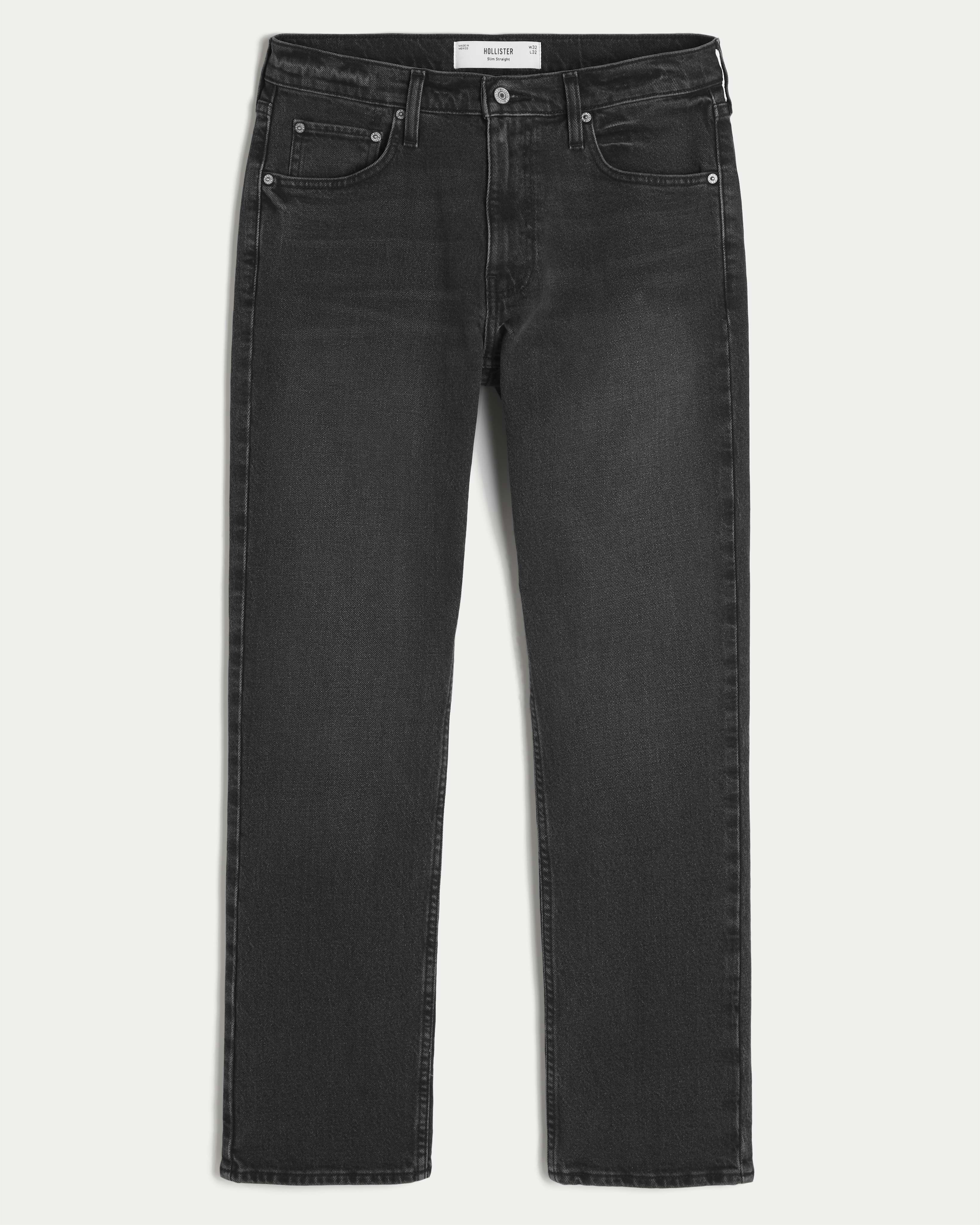 Washed Black Slim Straight Jeans