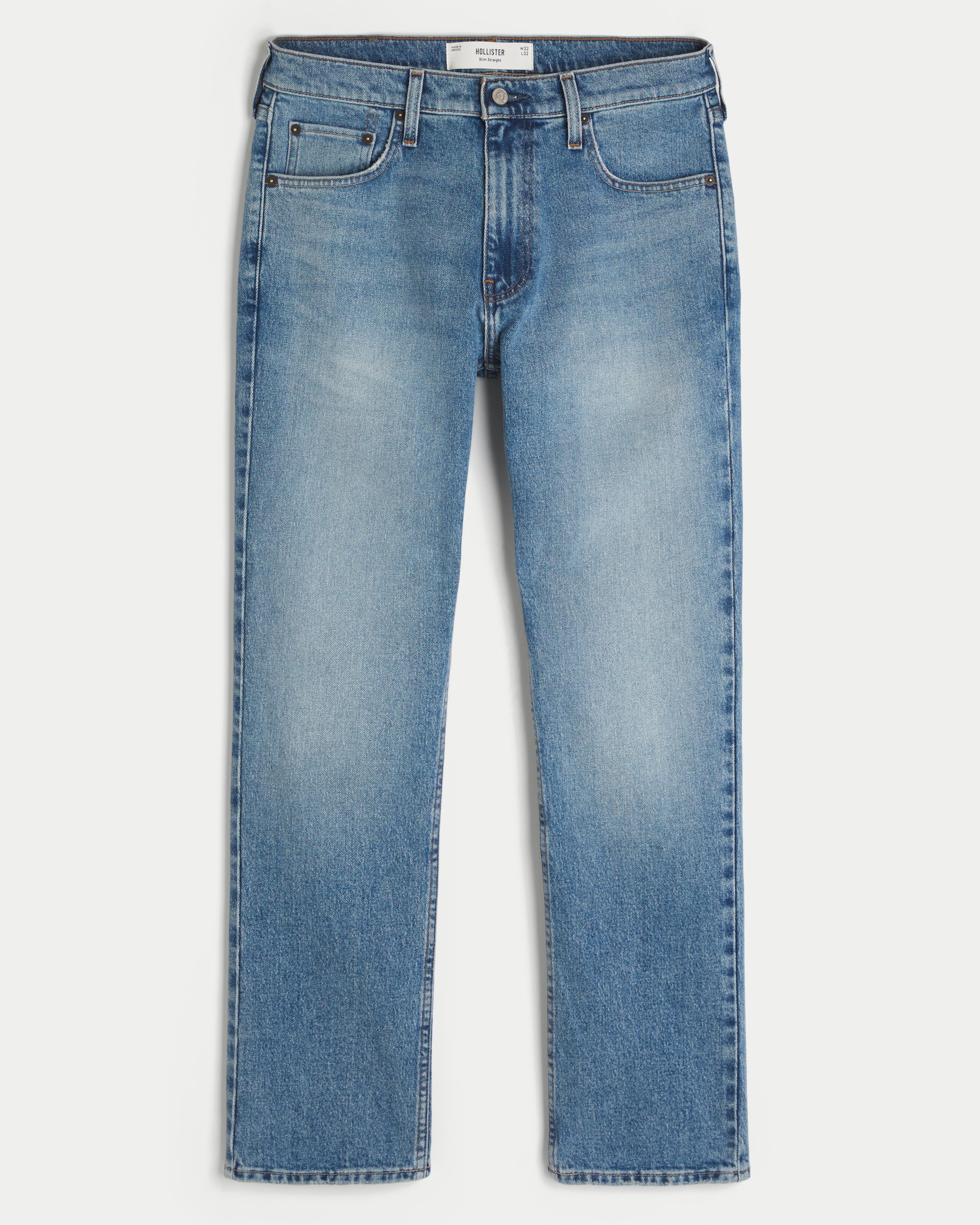 Medium Wash Slim Straight Jeans