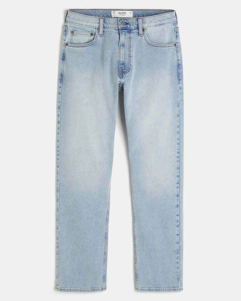 Light Wash Slim Straight Jeans