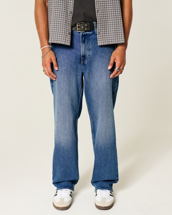 Dark Wash Rose Graphic Baggy Jeans, Dark view 2
