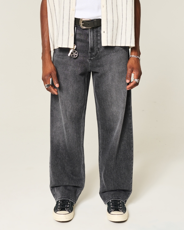 Graphic Baggy Jeans, Washed Dark Gray view 2