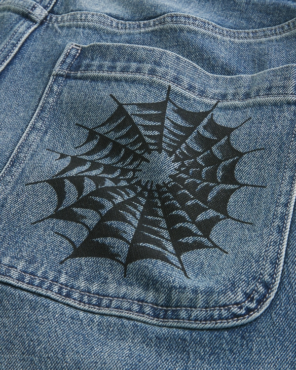 Medium Wash Doodle Baggy Jeans