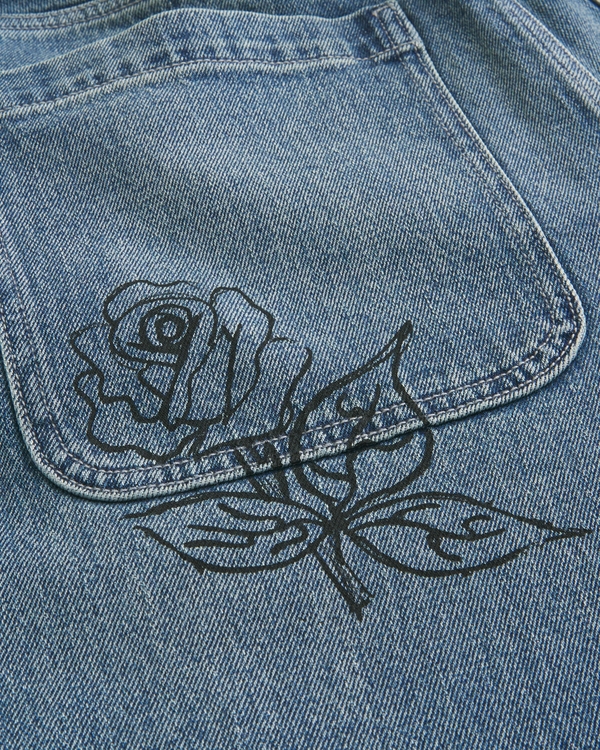 Medium Wash Doodle Baggy Jeans