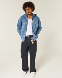 Washed Black Baggy Bootcut Jeans