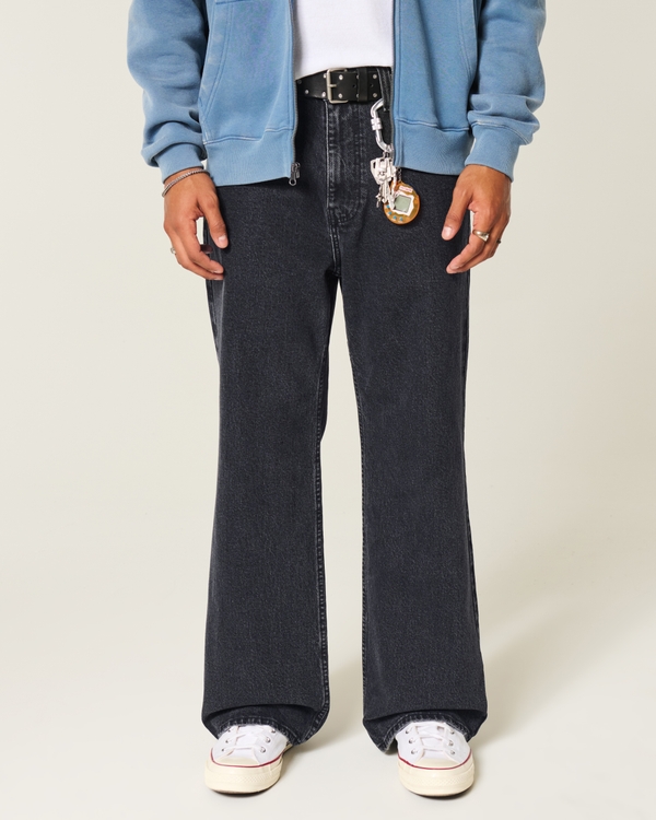 Washed Black Baggy Bootcut Jeans, Washed Black view 2