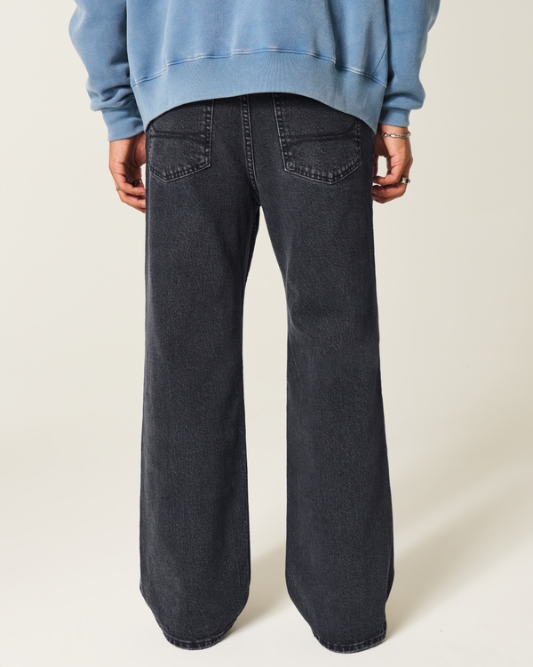Washed Black Baggy Bootcut Jeans
