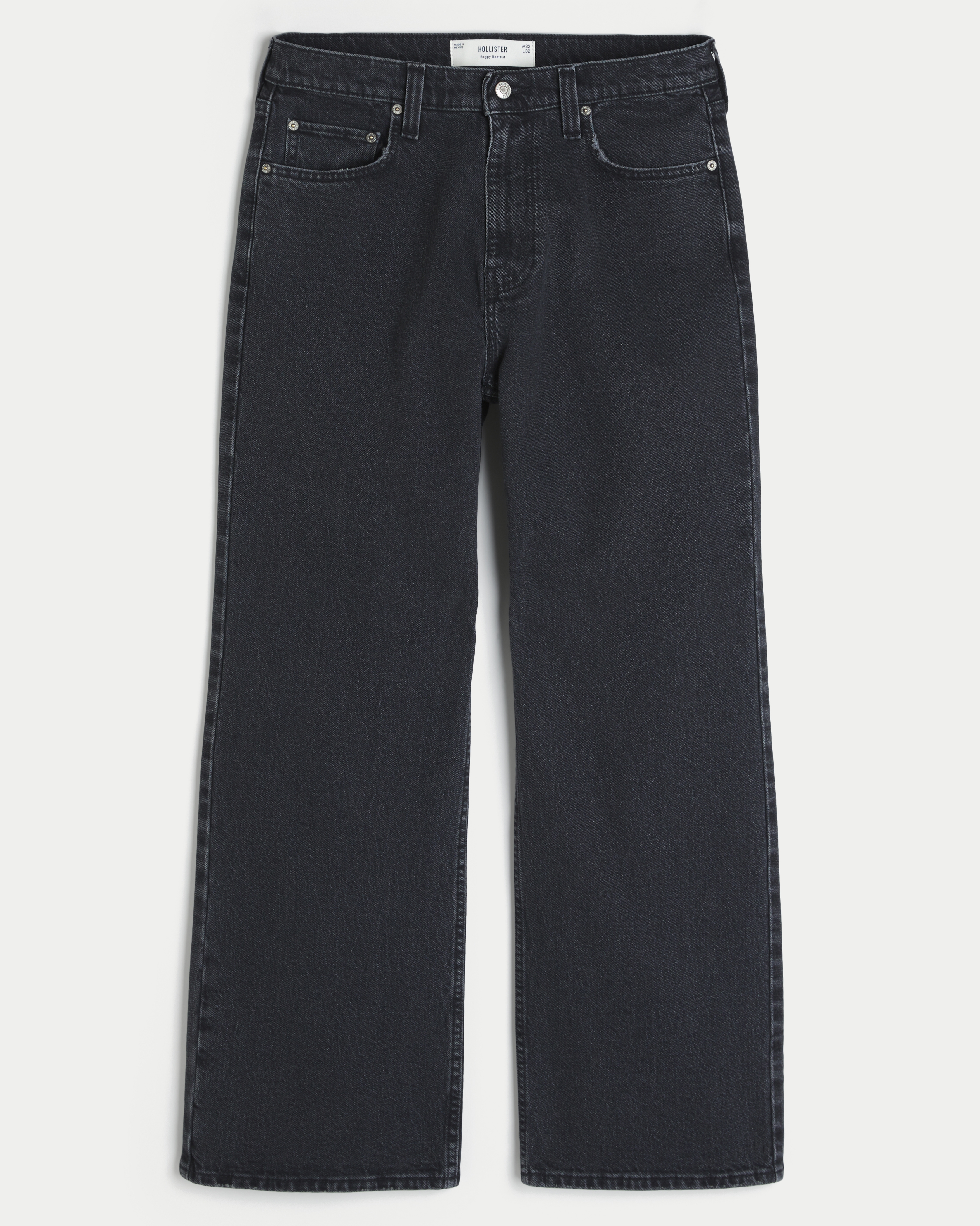 Washed Black Baggy Bootcut Jeans