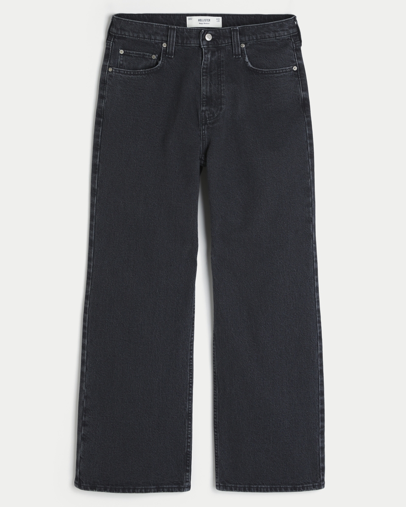 Washed Black Baggy Bootcut Jeans