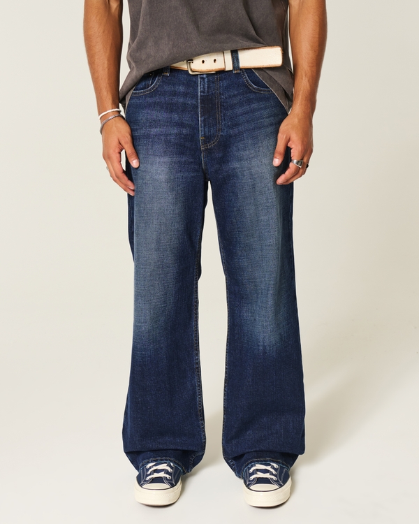Dark Wash Baggy Bootcut Jeans, Dark view 2