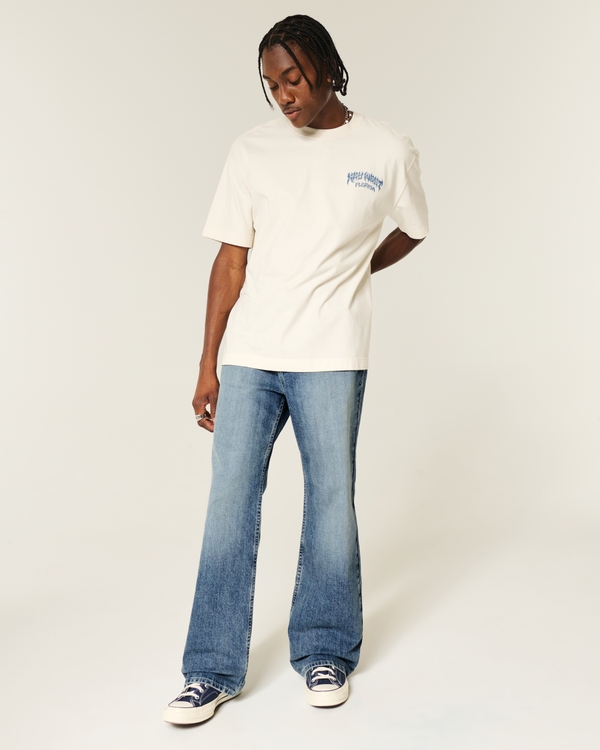 Medium Wash Baggy Bootcut Jeans, Medium view 1