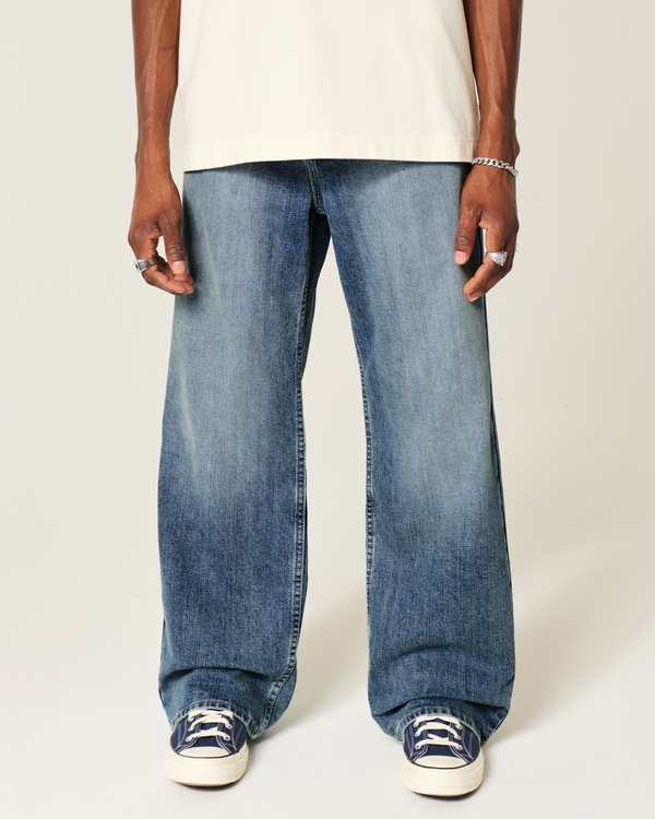 Medium Wash Baggy Bootcut Jeans, Medium view 2