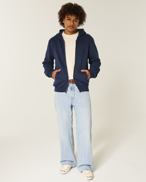Light Wash Baggy Bootcut Jeans, Light view 1