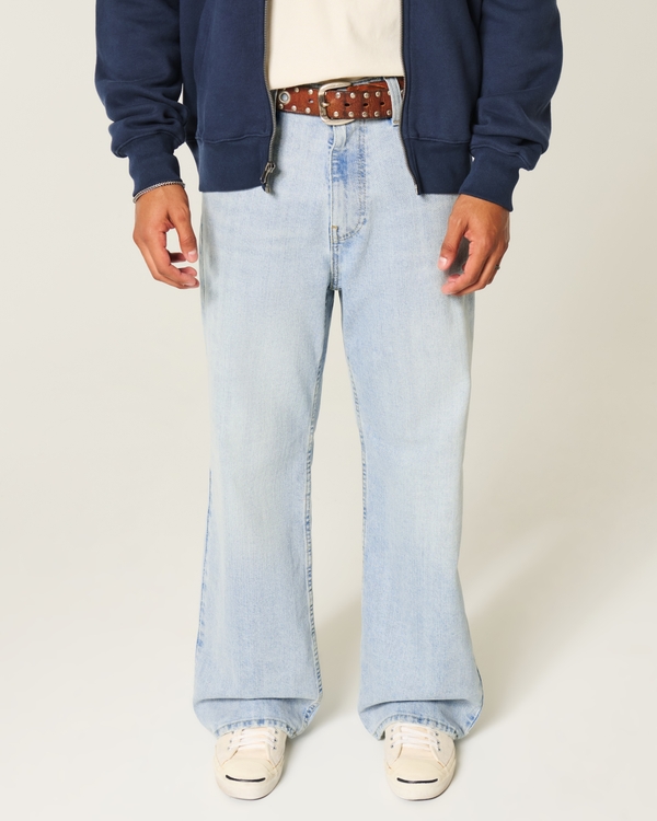 Light Wash Baggy Bootcut Jeans, Light view 2
