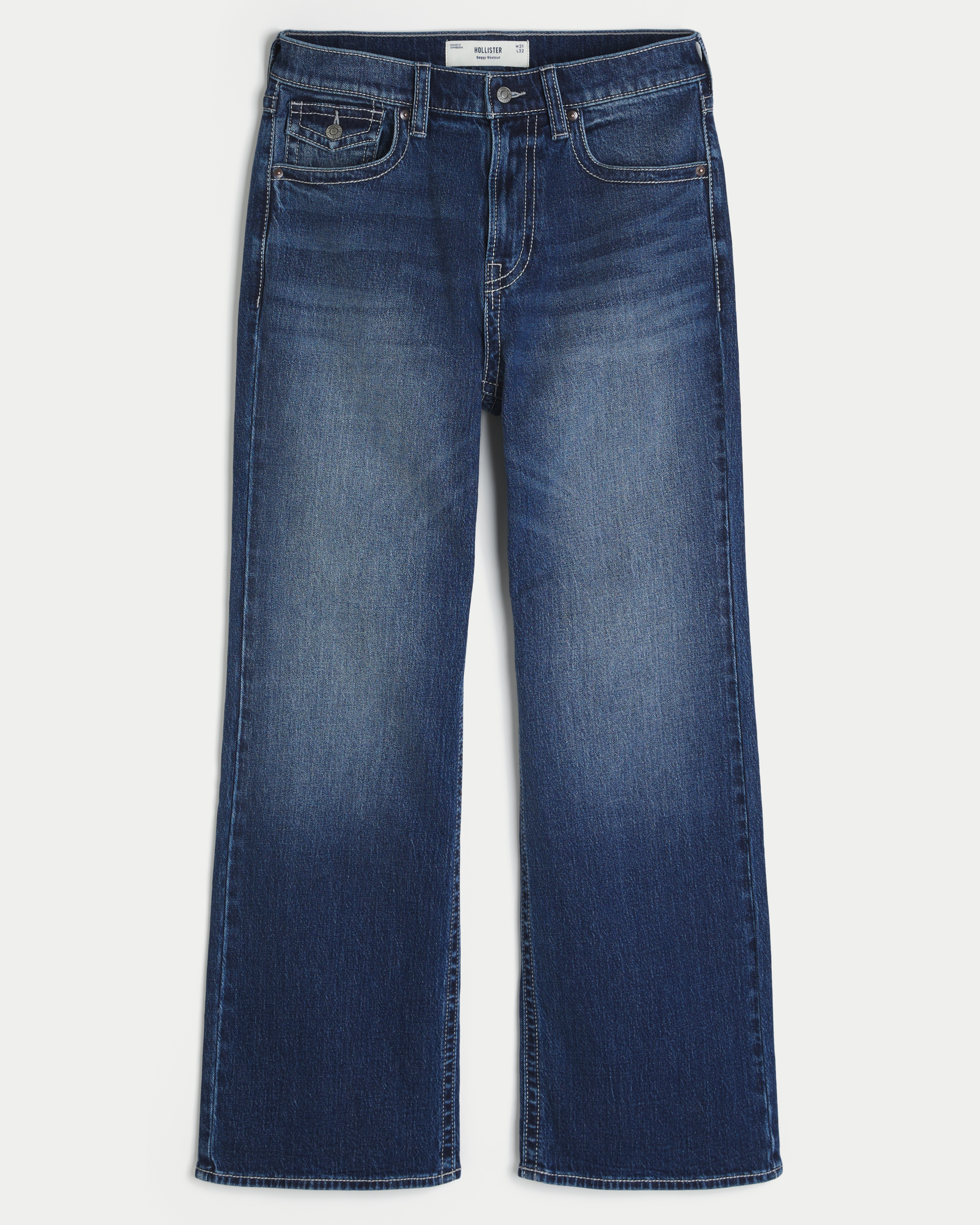 Dark Wash Baggy Bootcut Jeans