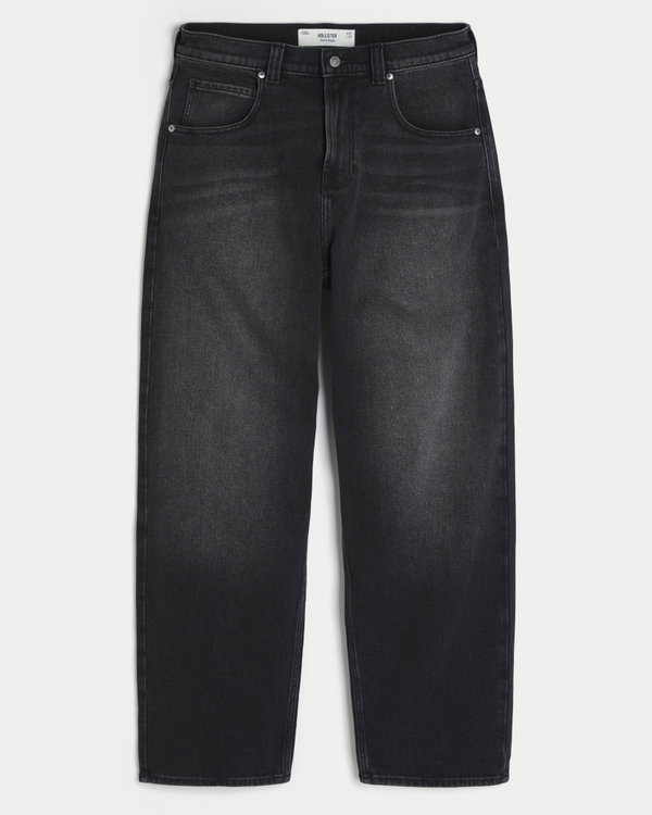 Washed Black Graphic Skater Baggy Jeans