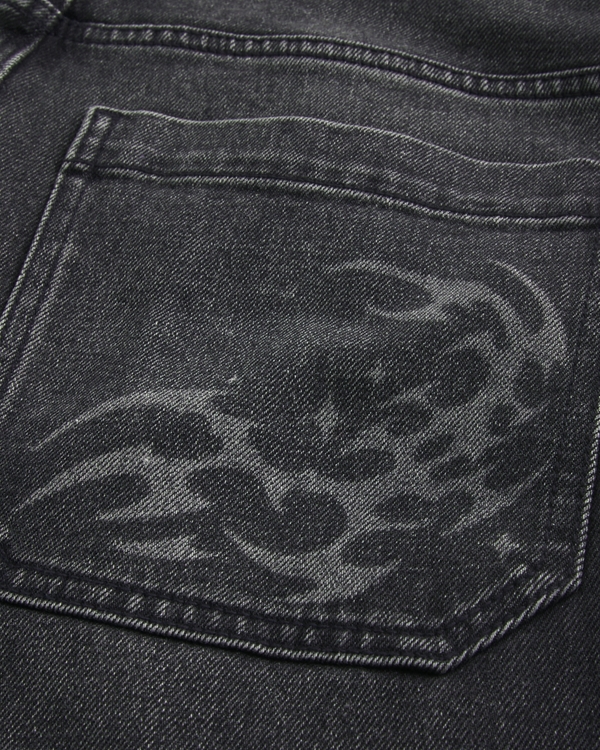 Washed Black Graphic Skater Baggy Jeans, Washed Black view 2