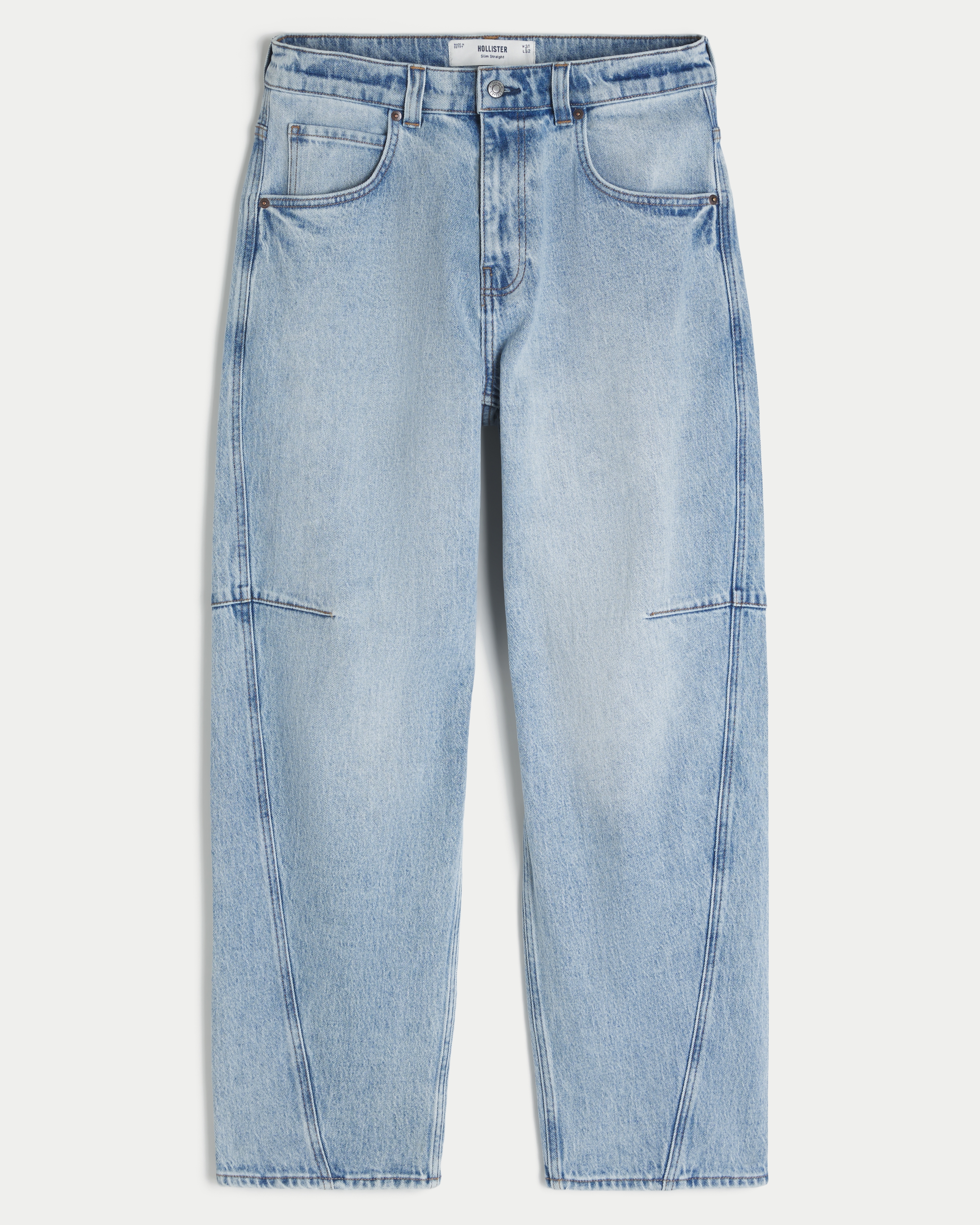 Light Wash Seamed Skater Baggy Jeans