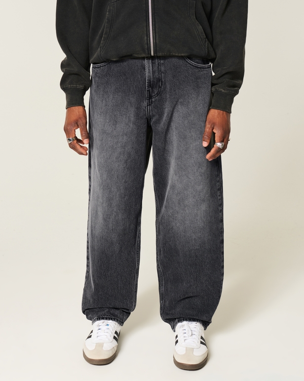 Washed Black Logo Graphic Skater Baggy Jeans, Washed Black view 2