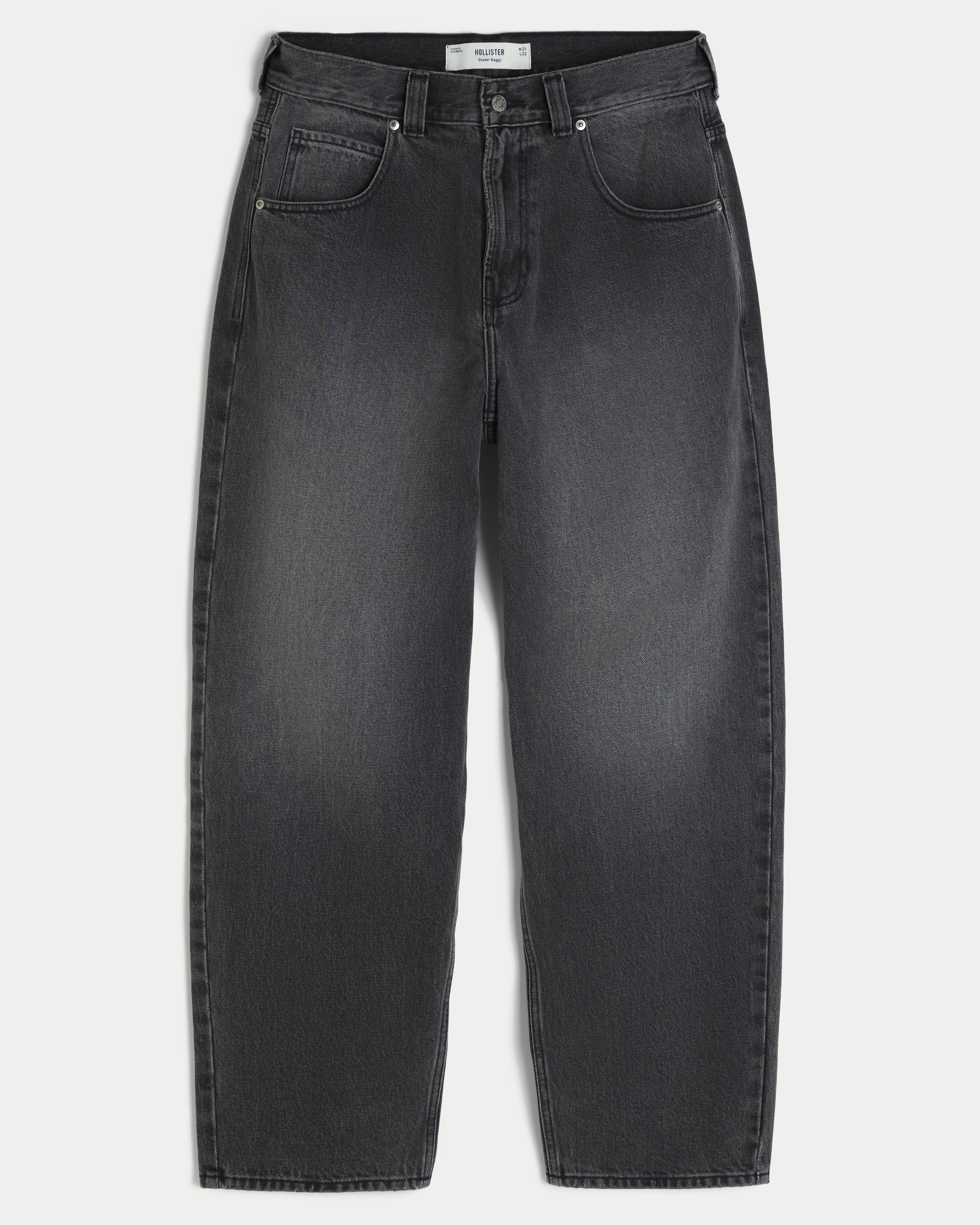 Washed Black Logo Graphic Skater Baggy Jeans