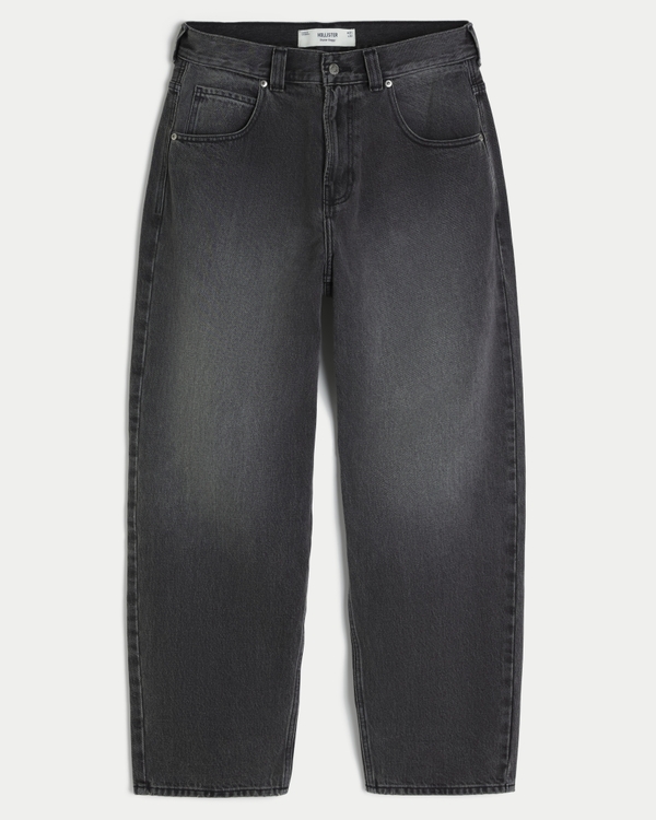 Washed Black Logo Graphic Skater Baggy Jeans