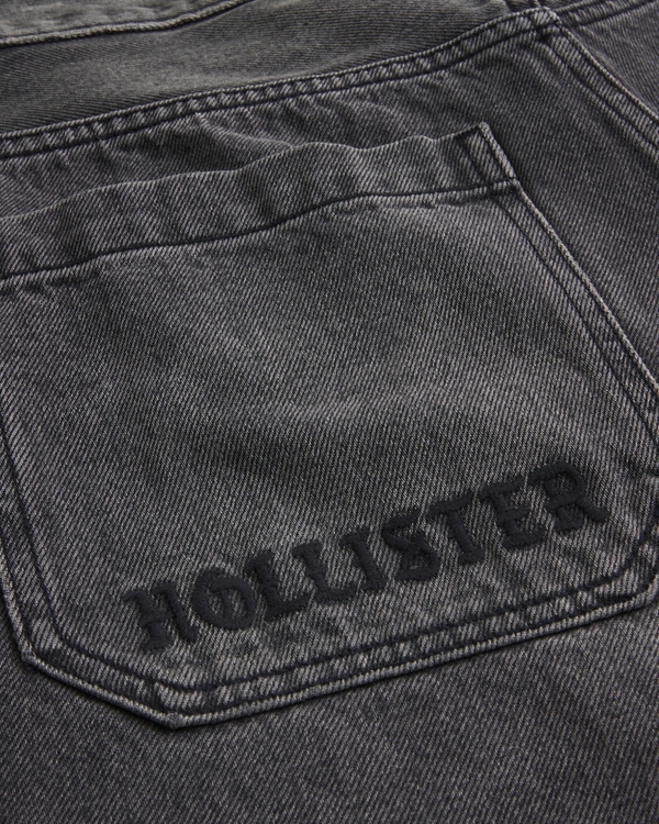 Washed Black Logo Graphic Skater Baggy Jeans