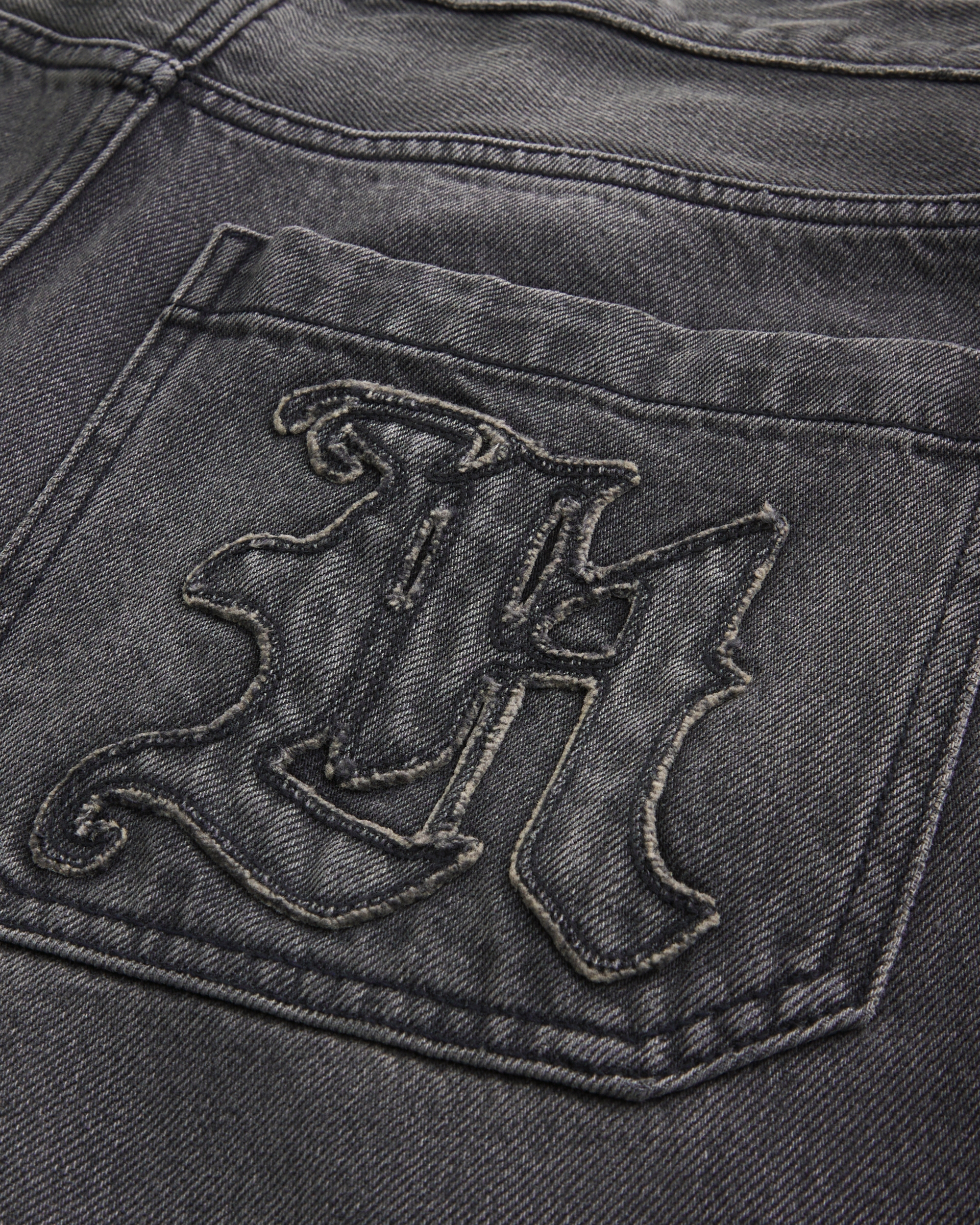 Washed Black Logo Graphic Skater Baggy Jeans