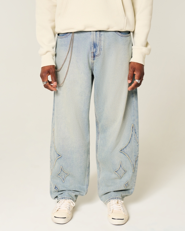 Light Wash Graphic Skater Baggy Jeans, Light view 2