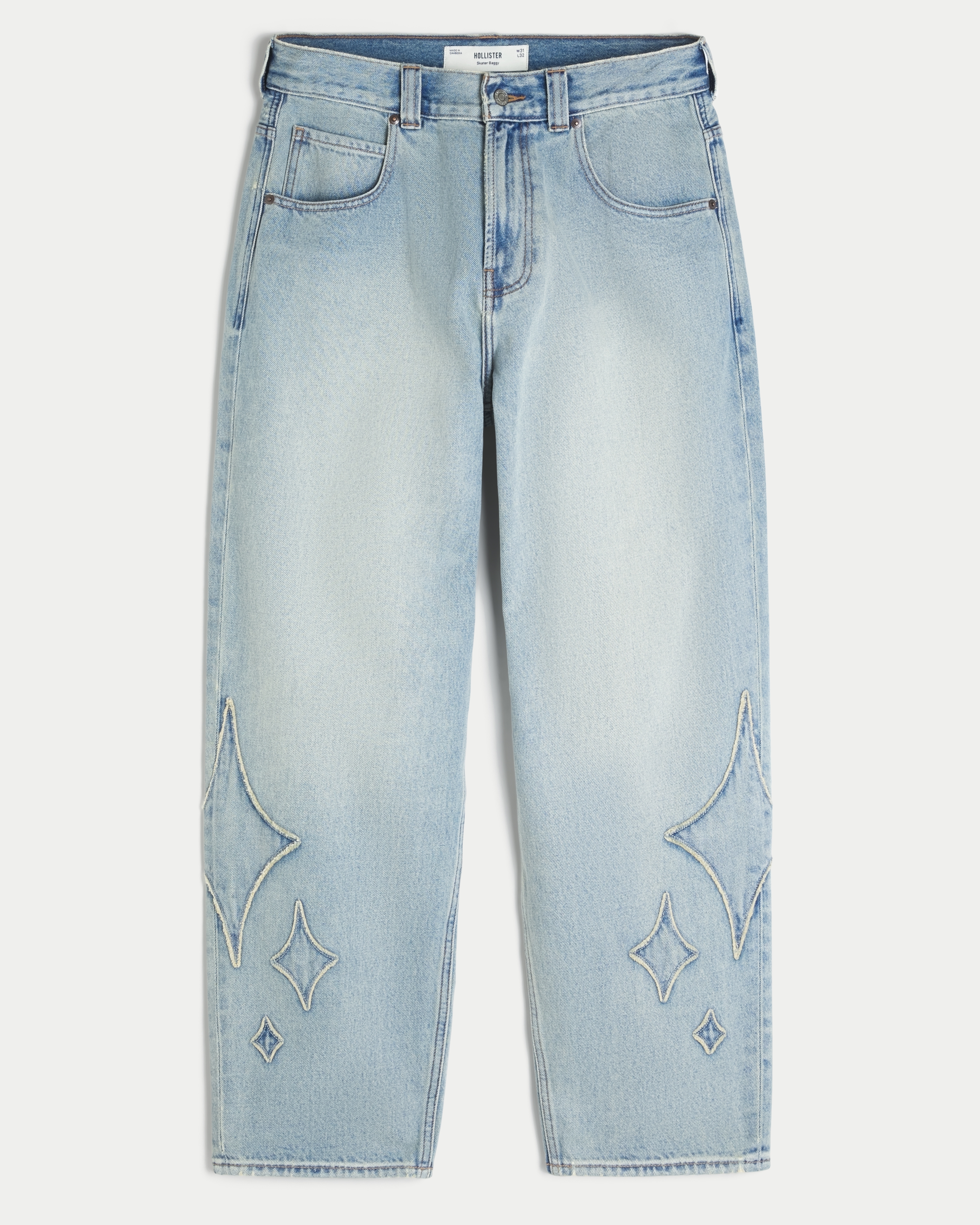 Light Wash Graphic Skater Baggy Jeans