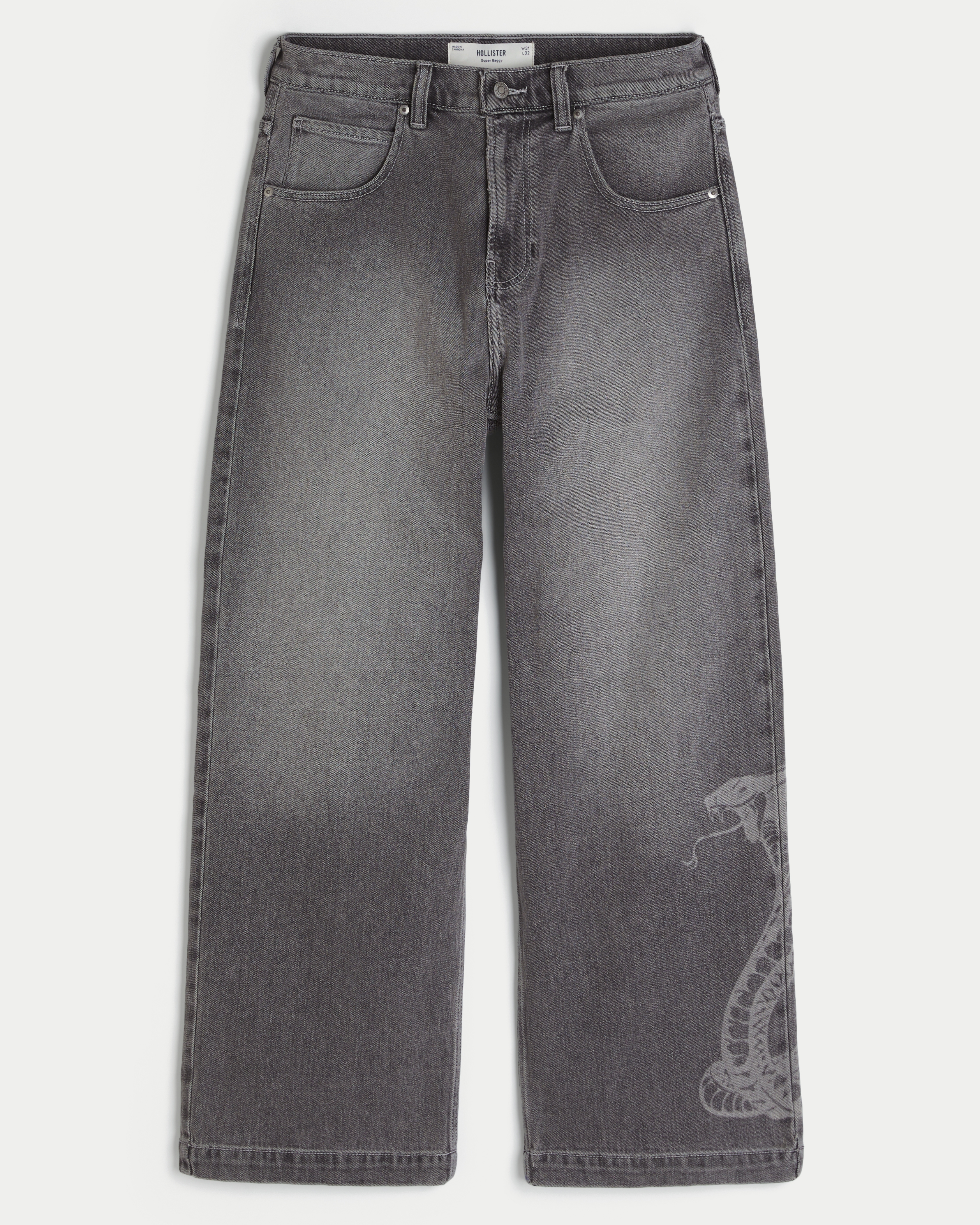 Snake Graphic Super Baggy Jeans