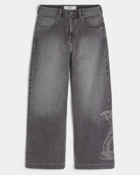 Super Baggy Jeans mit Schlangen-Grafik