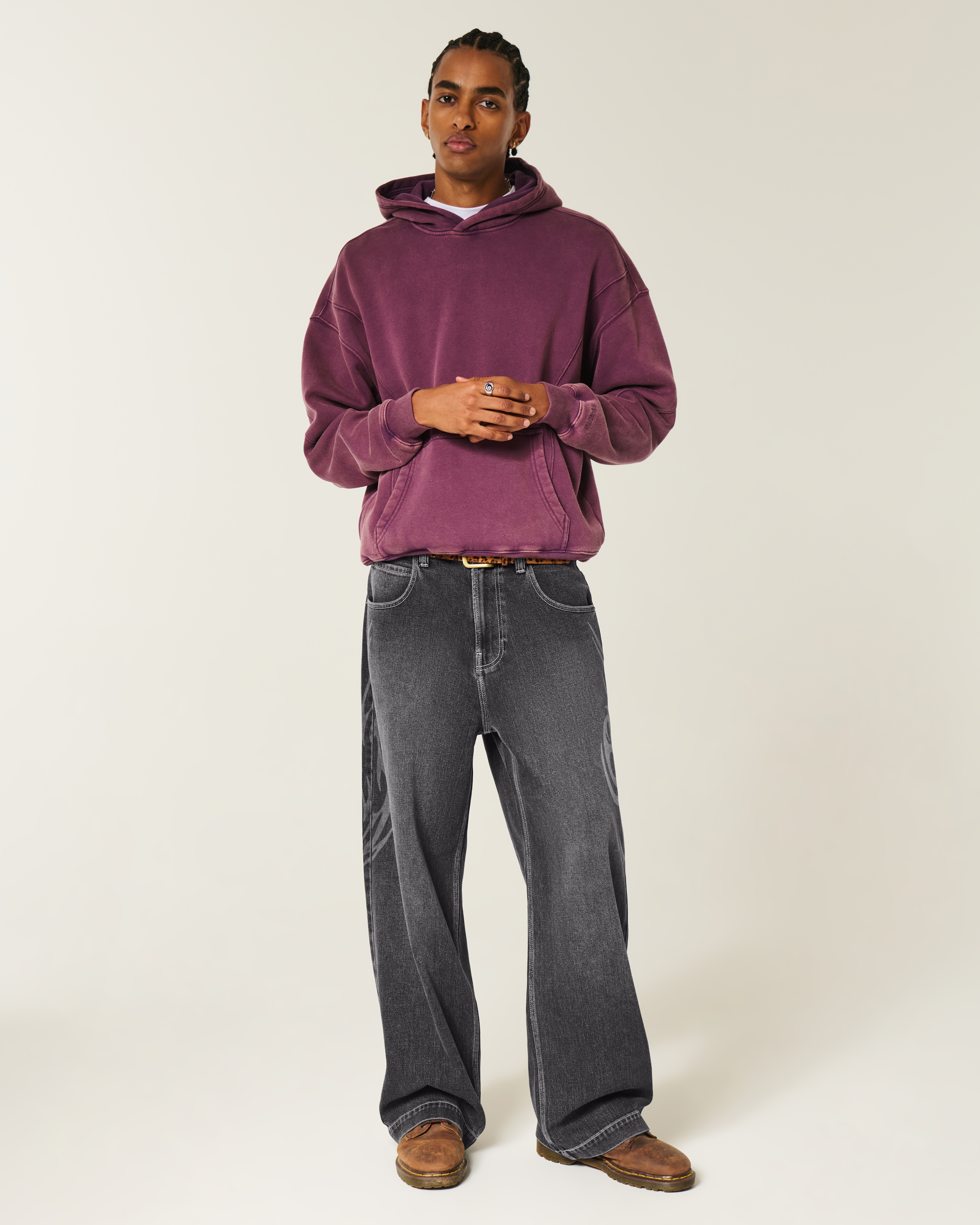 Washed Black Graphic Super Baggy Jeans