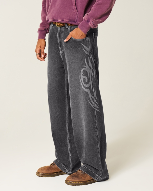 Washed Black Graphic Super Baggy Jeans, Washed Black view 2