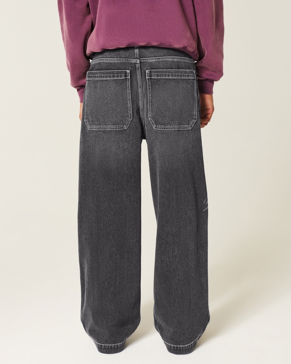 Washed Black Graphic Super Baggy Jeans