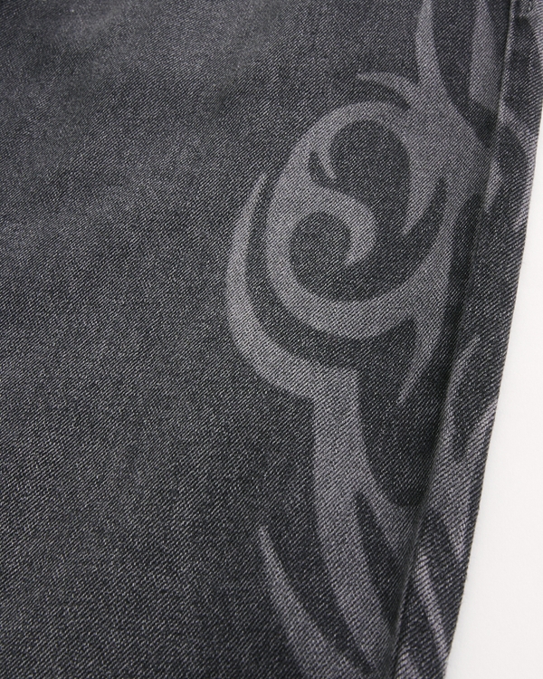 Washed Black Graphic Super Baggy Jeans