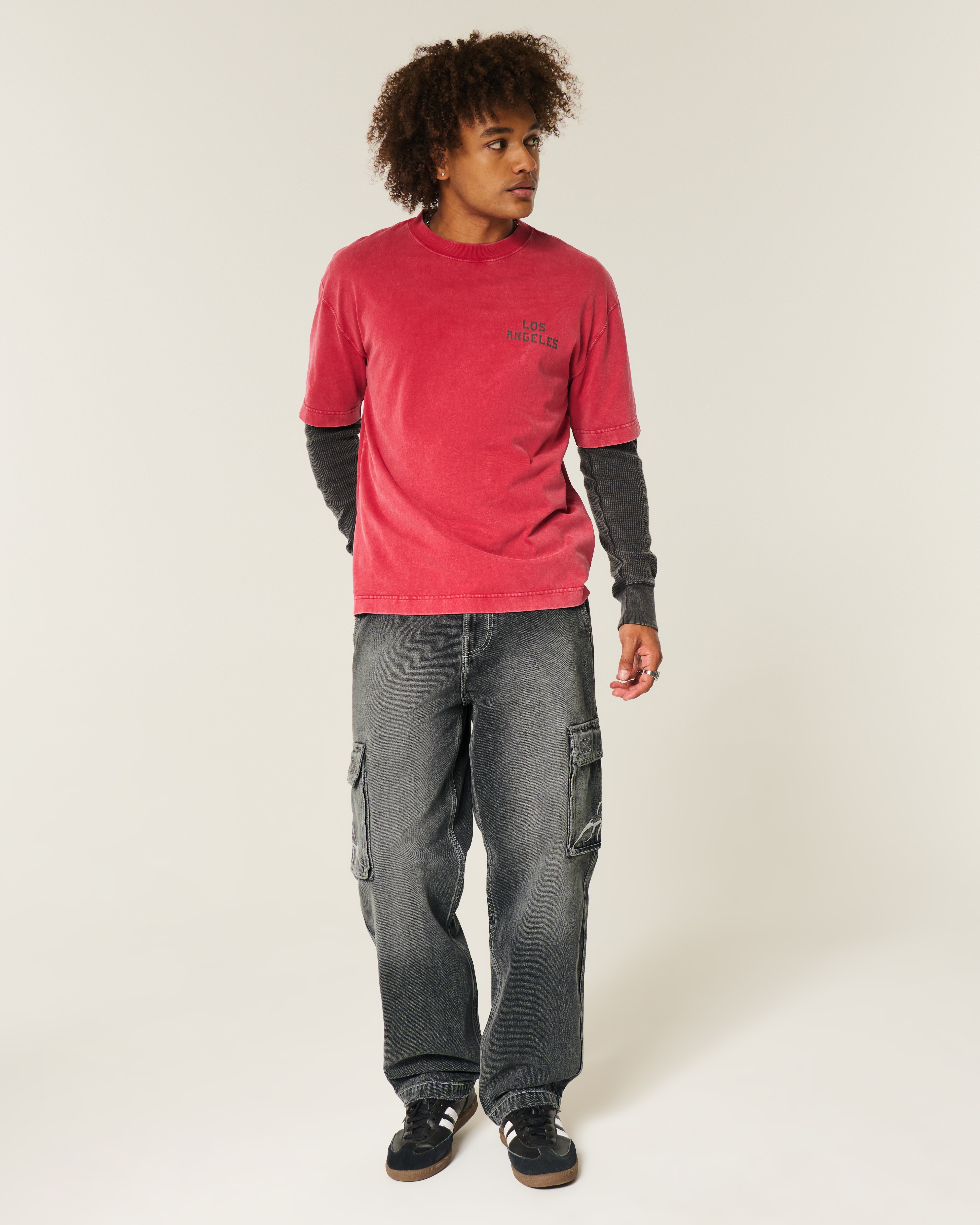 Embroidered Baggy Cargo Jeans