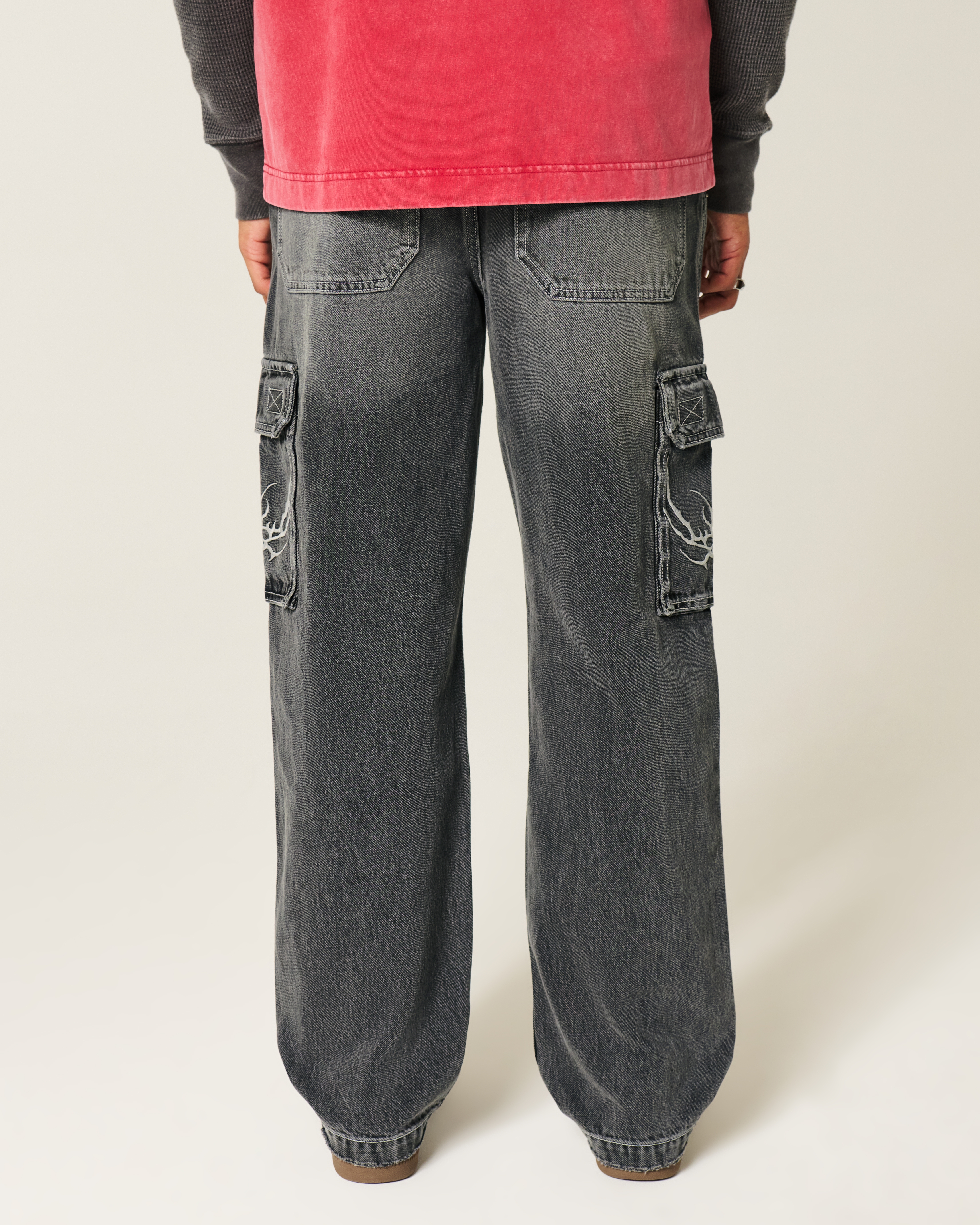 Embroidered Baggy Cargo Jeans