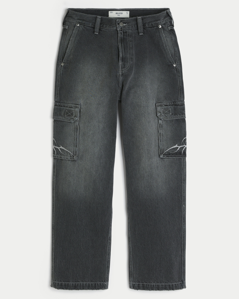Embroidered Baggy Cargo Jeans