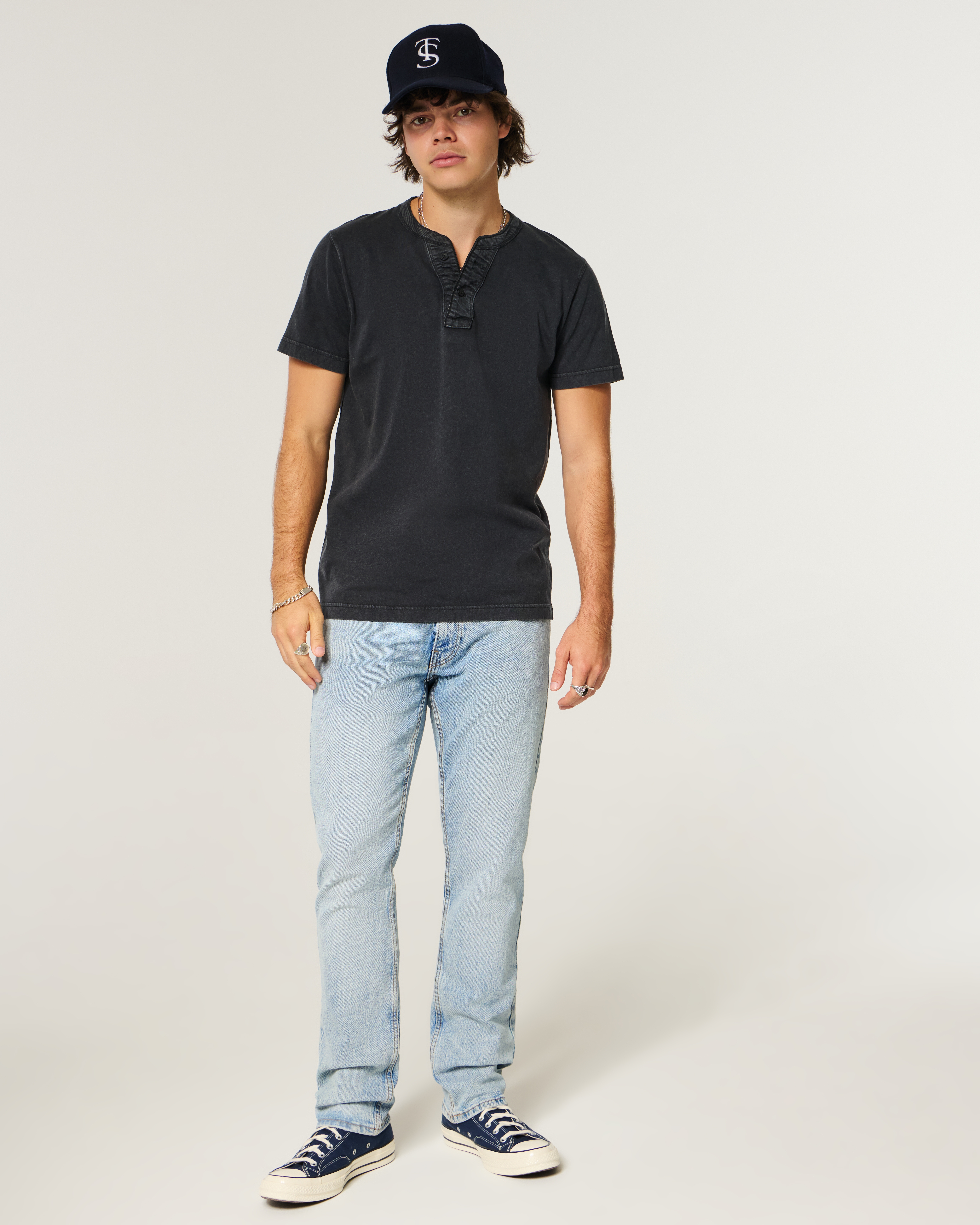 Light Wash Slim Straight Jeans