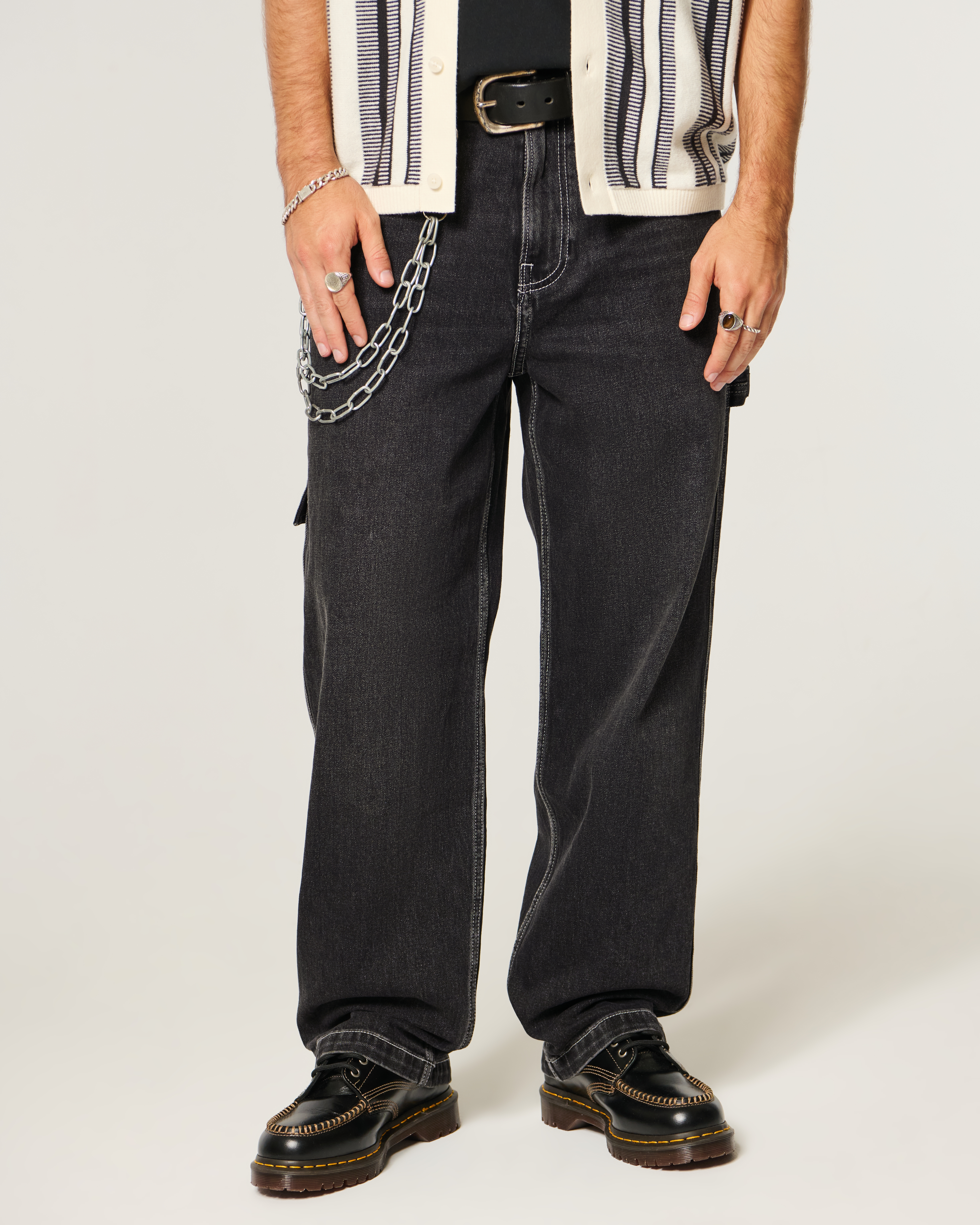 Washed Black Y2K Baggy Painter Jeans