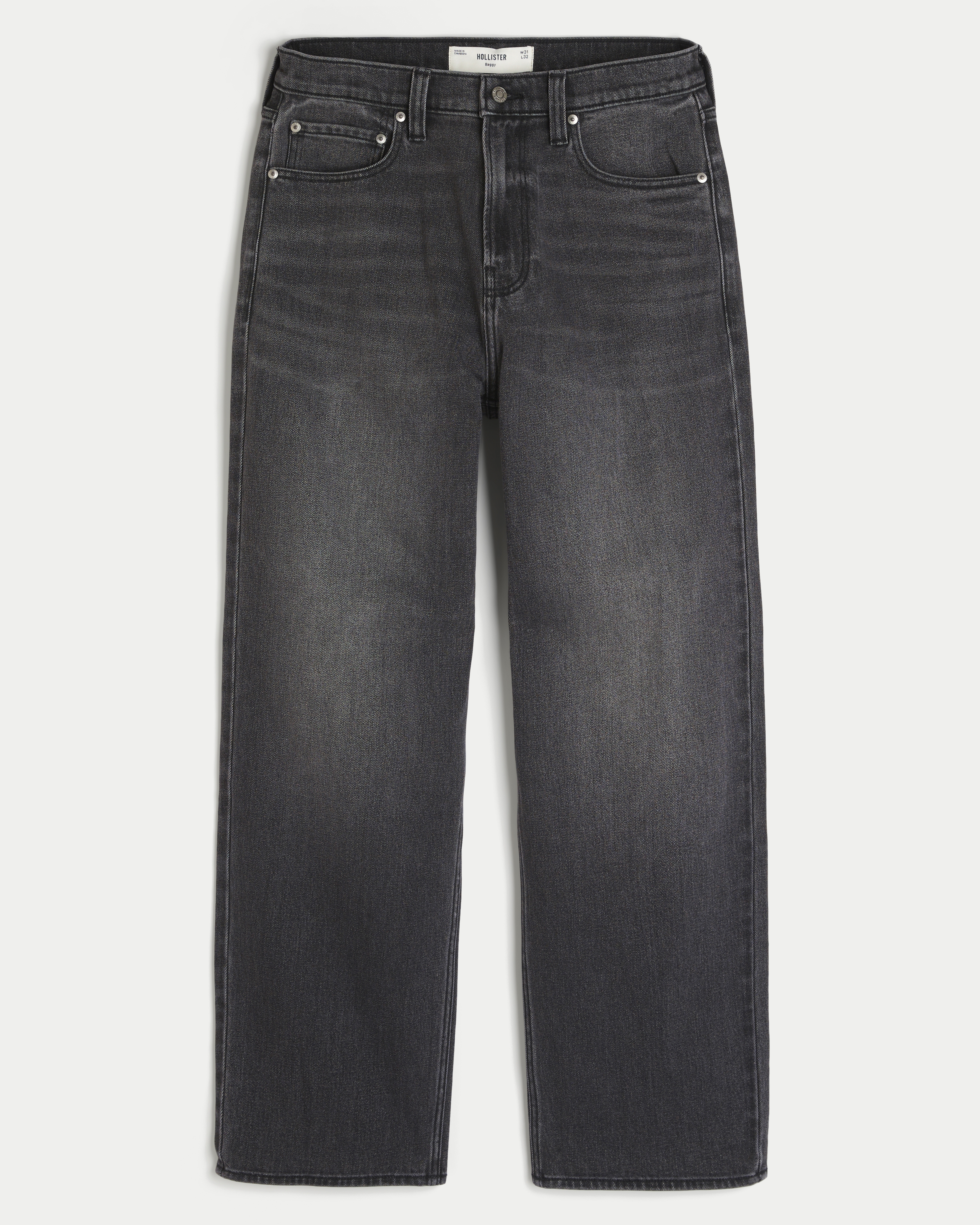 Washed Black Y2K Embroidered Back Pocket Baggy Jeans