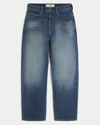 Medium Wash Eagle Graphic Skater Baggy Jeans