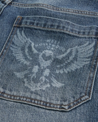 Medium Wash Eagle Graphic Skater Baggy Jeans
