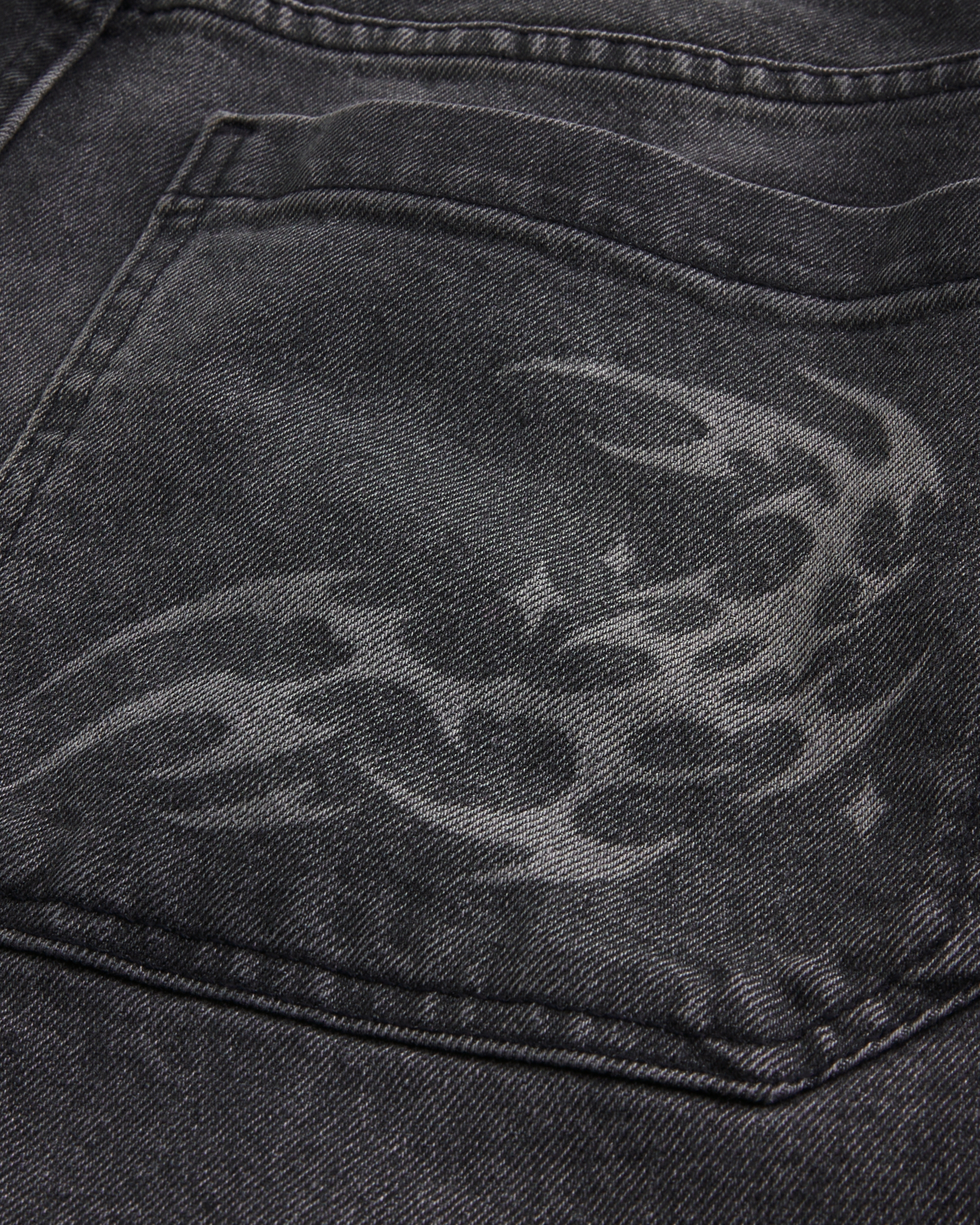 Washed Black Graphic Skater Baggy Jeans