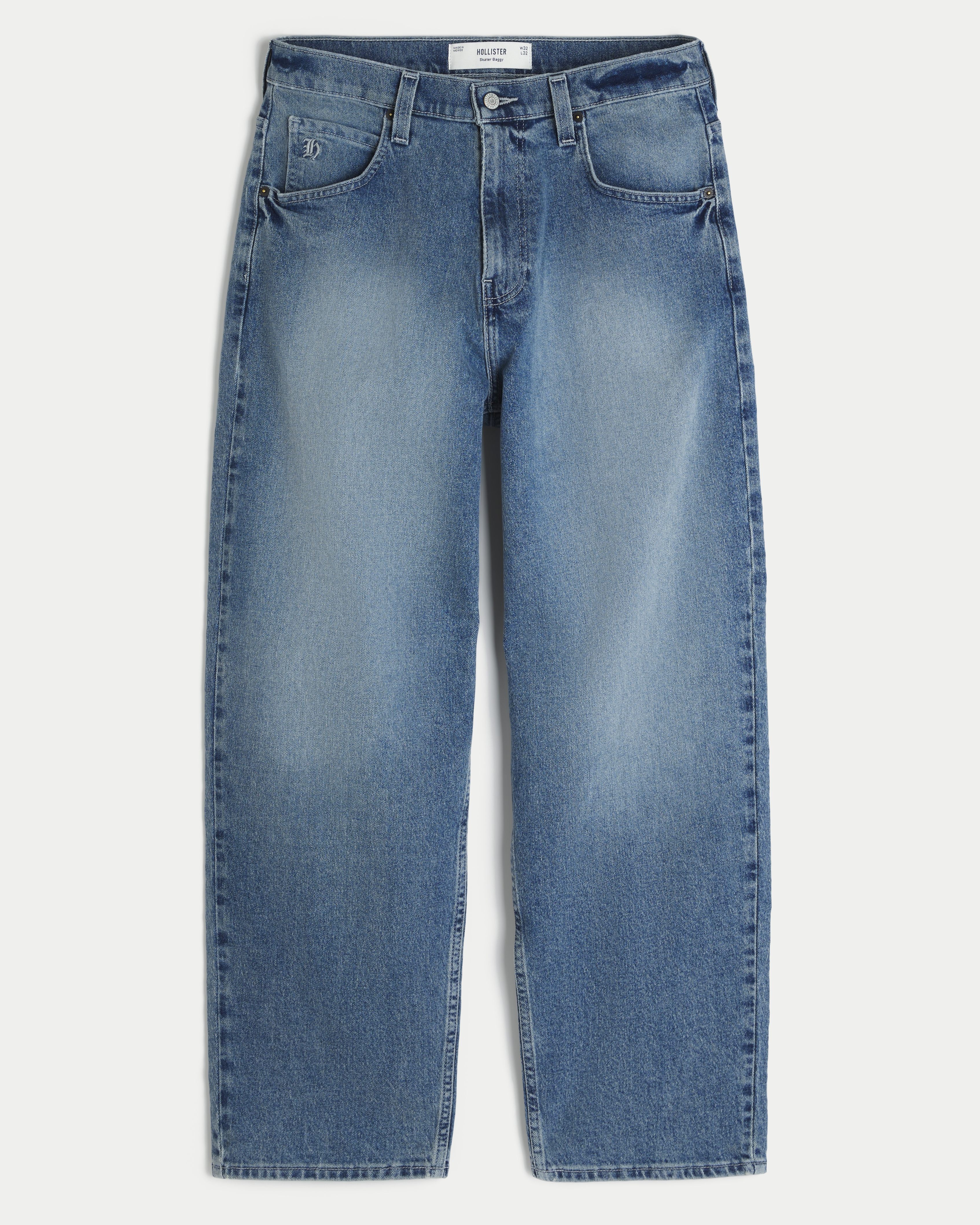 Medium Wash Skater Baggy Jeans