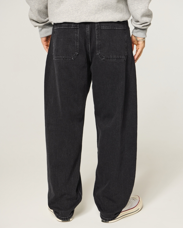 Jeans Skater holgados con estampa de dragón en color negro lavado