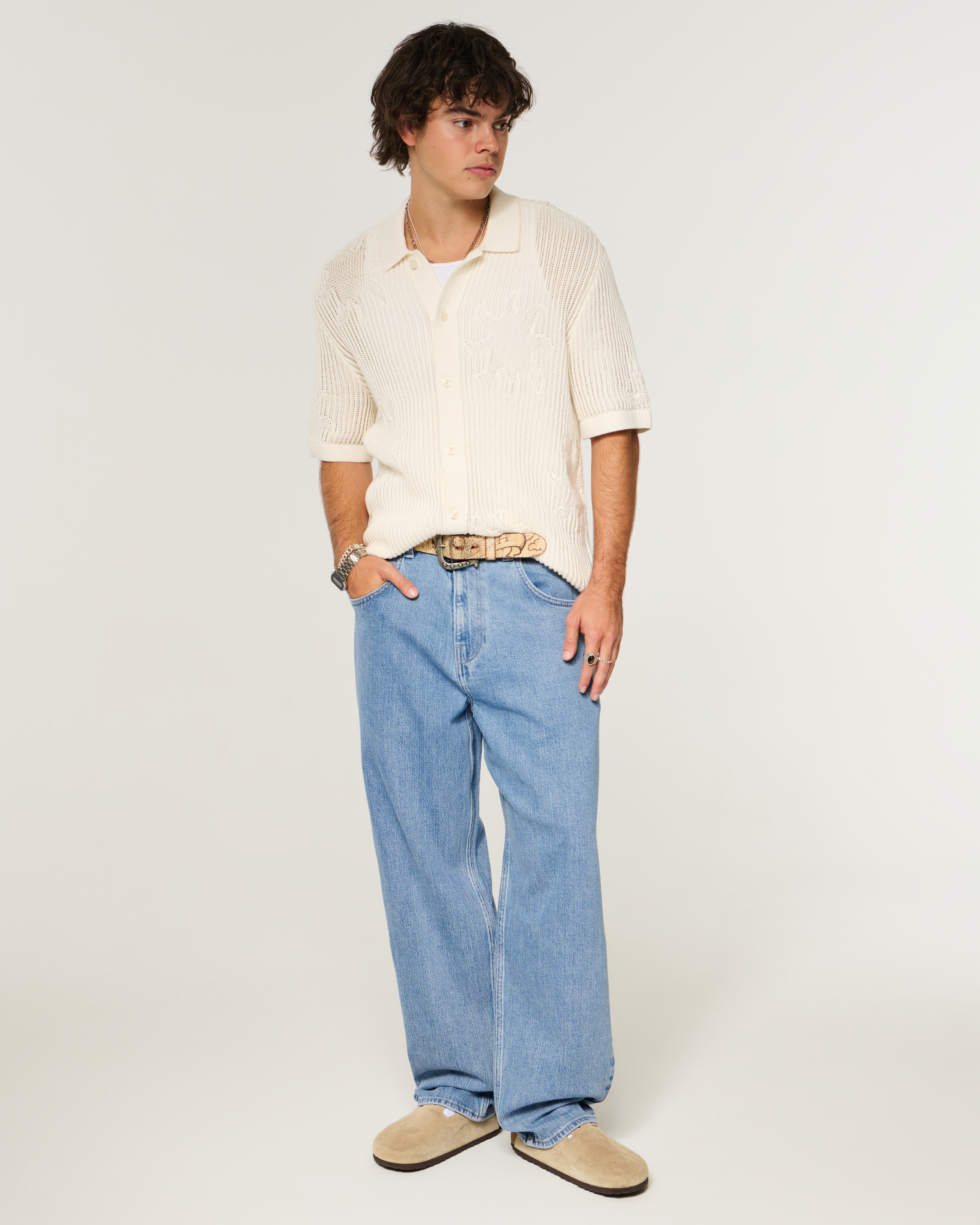 Light Wash Skater Baggy Jeans