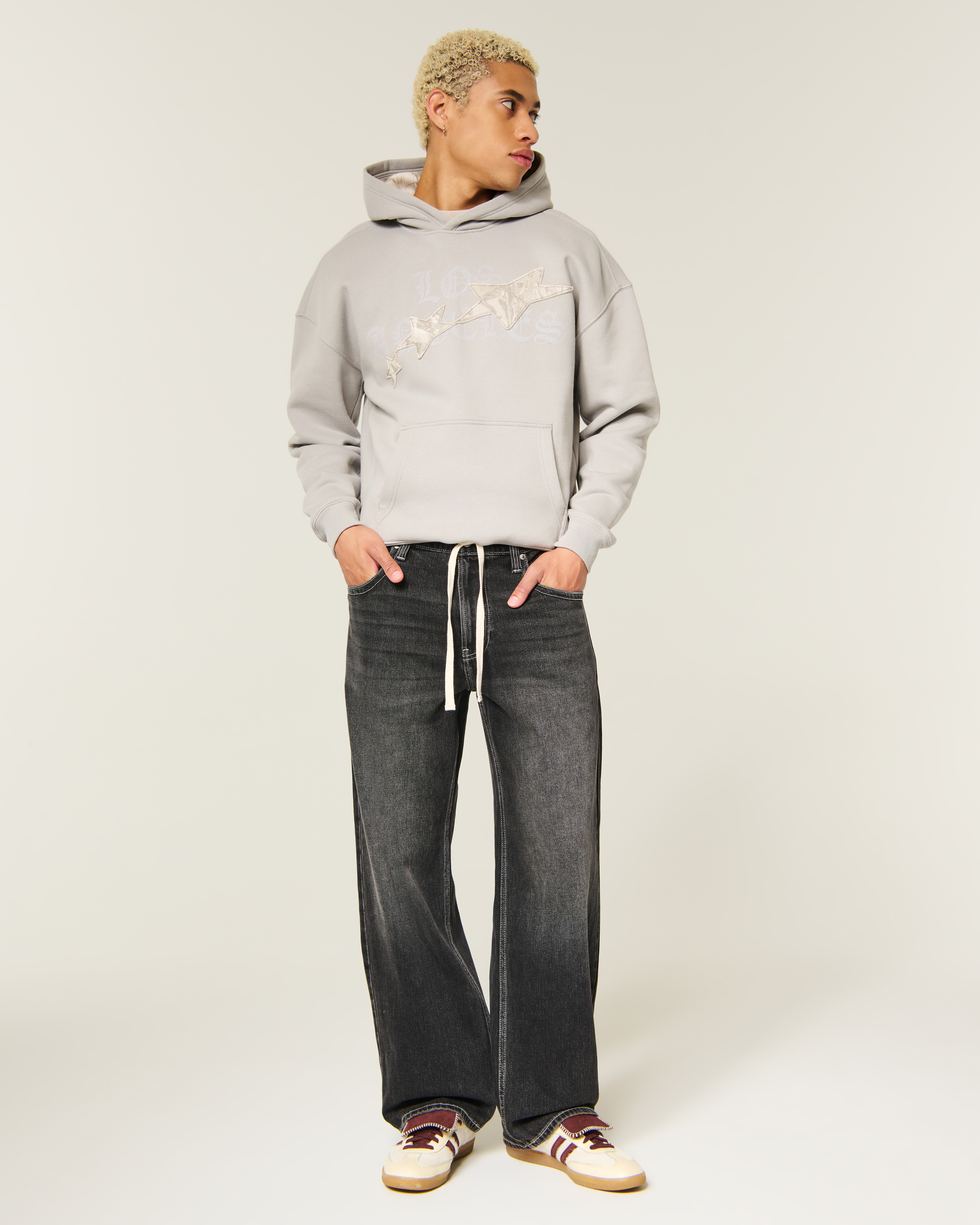 Low-Rise Drawstring Waist Baggy Jeans